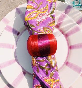 Set of 4 Purple Base Corded Napkin Rings