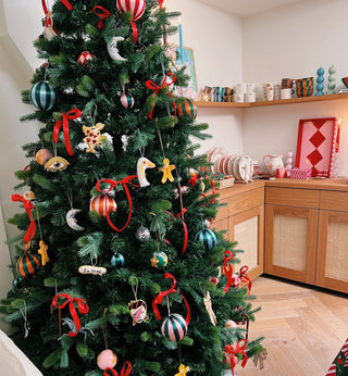 Small Corded Green and Blue Stripe Ornament