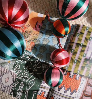 Small Corded Pink and Red Stripe Ornament