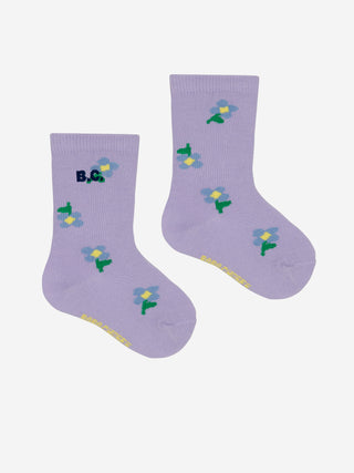 Baby Pansy Flower all over long socks