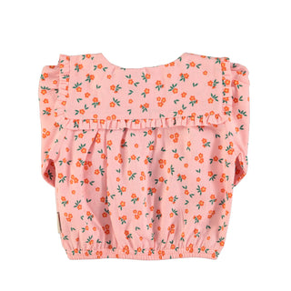 blouse sailor collar-pink flowers