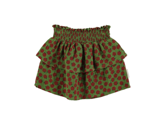 Short skirt | Olive green w/ red apples