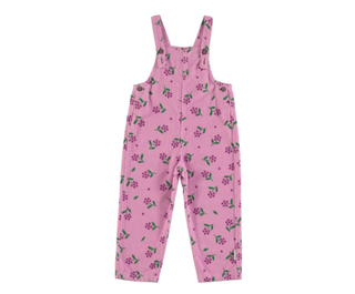 Dungarees | Pink corduroy w/ flowers allover