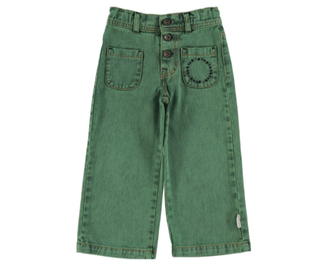 Flare trousers | Washed green denim