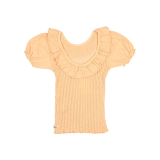 RIB COLLAR T-SHIRT  APRICOT