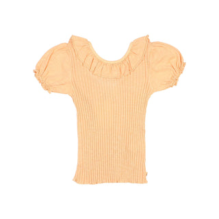 RIB COLLAR T-SHIRT  APRICOT